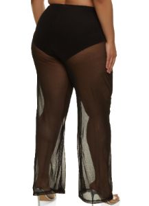 Plus Size Mesh Flare Pants sold by Rainbow