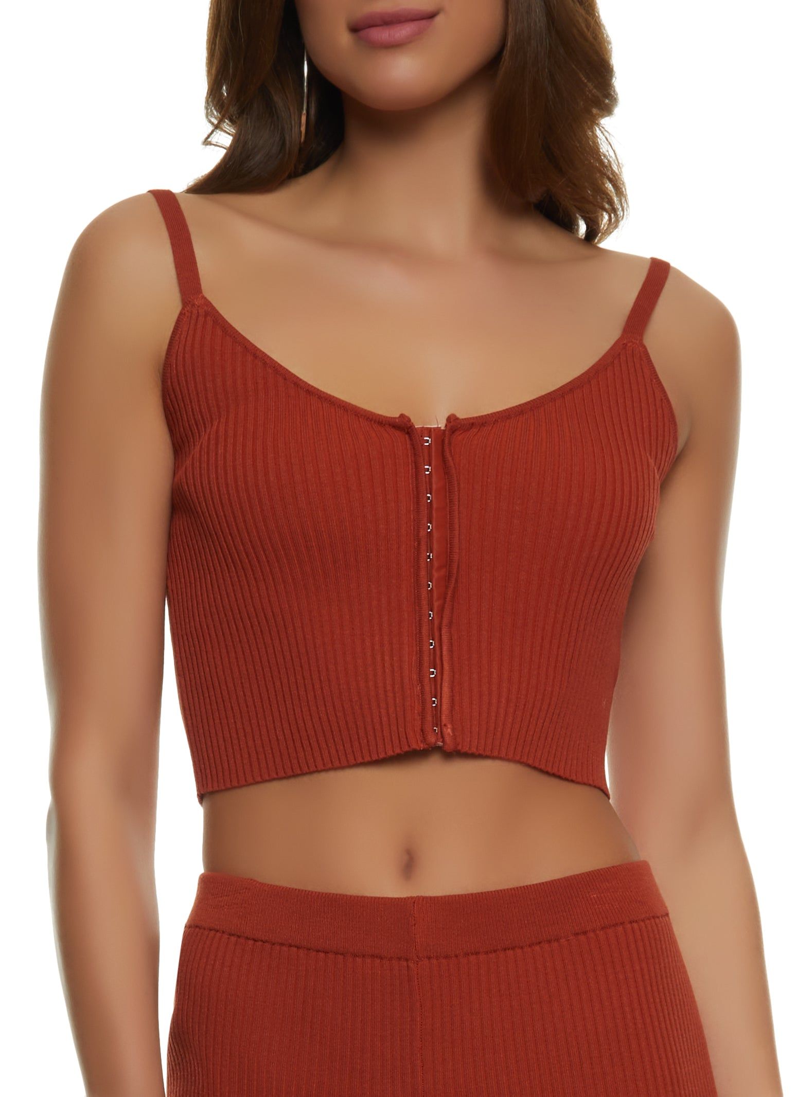 Ribbed Hook and Eye Cropped Cami sold by Rainbow