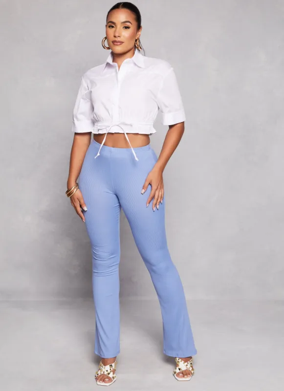 Solid Ribbed High Waisted Flare Pants sold by Rainbow
