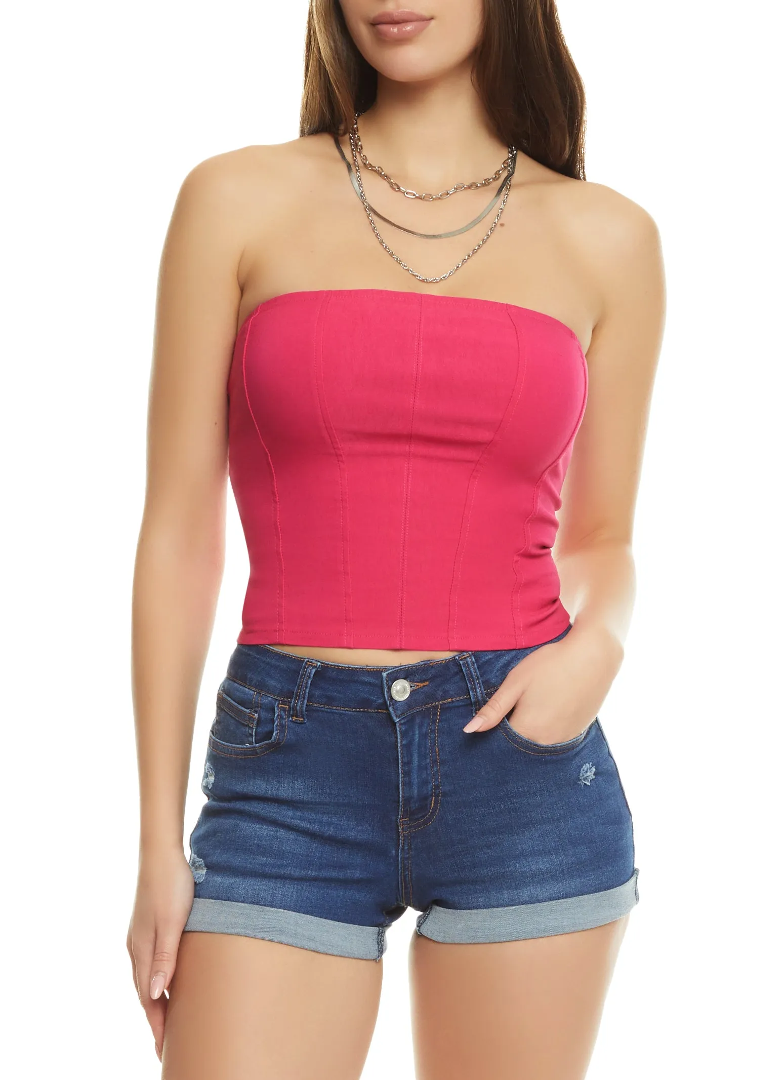 Zip Back Corset Crop Top sold by Rainbow