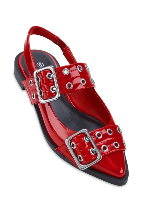 Pointed Toe Buckle Slingback Flats sold by Rainbow