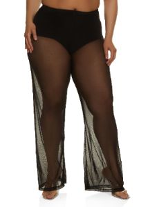 Plus Size Mesh Flare Pants sold by Rainbow