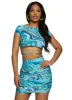 Almost Famous Marble Print Crop Top and Skirt sold by Rainbow
