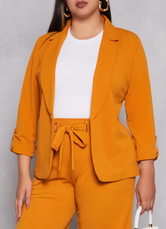 Plus Size Crepe Knit Fixed Cuff Blazer sold by Rainbow