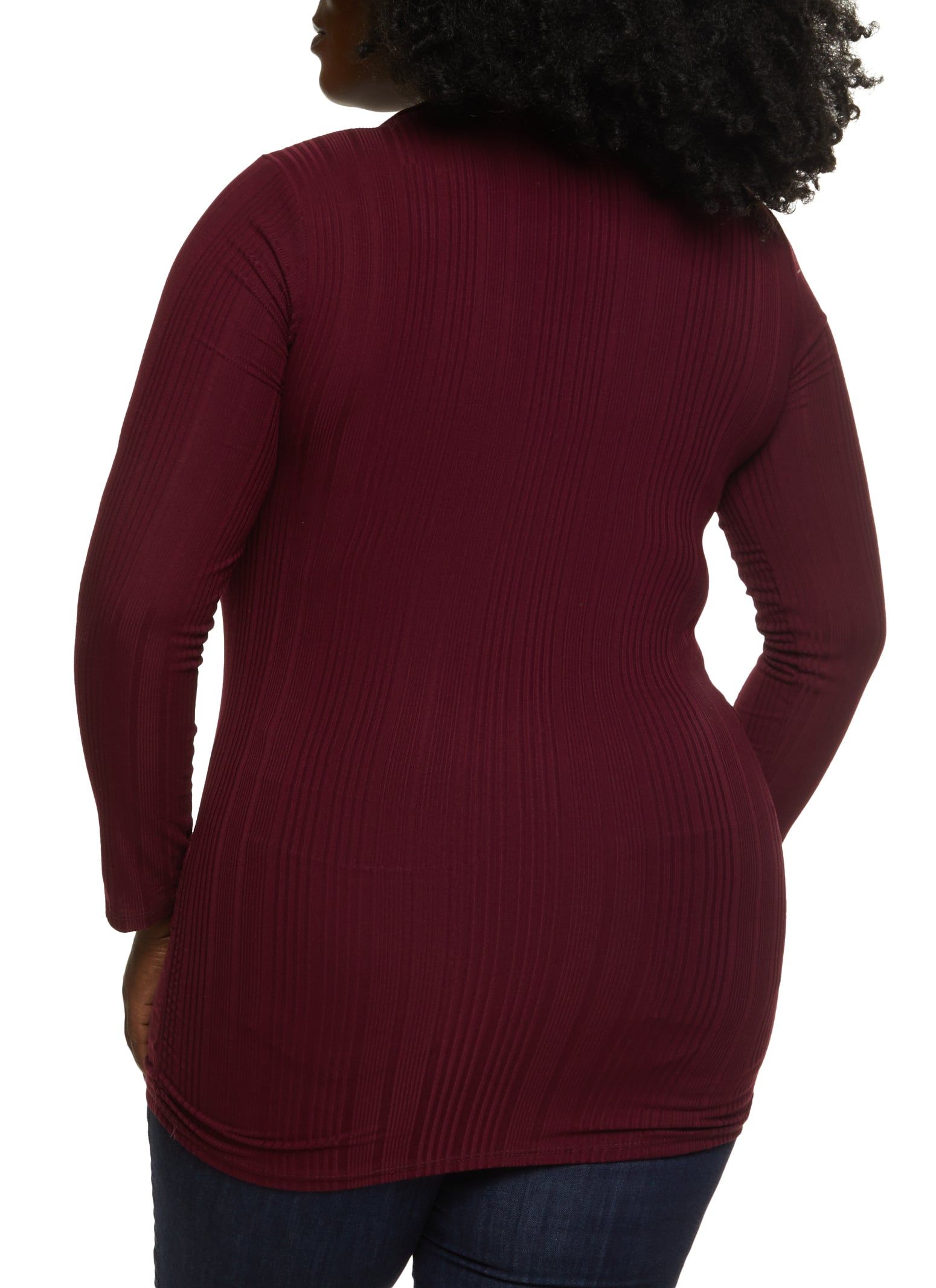 Plus Size Ribbed Knit Long Sleeve Ruched Top sold by Rainbow product image thumbnail 2