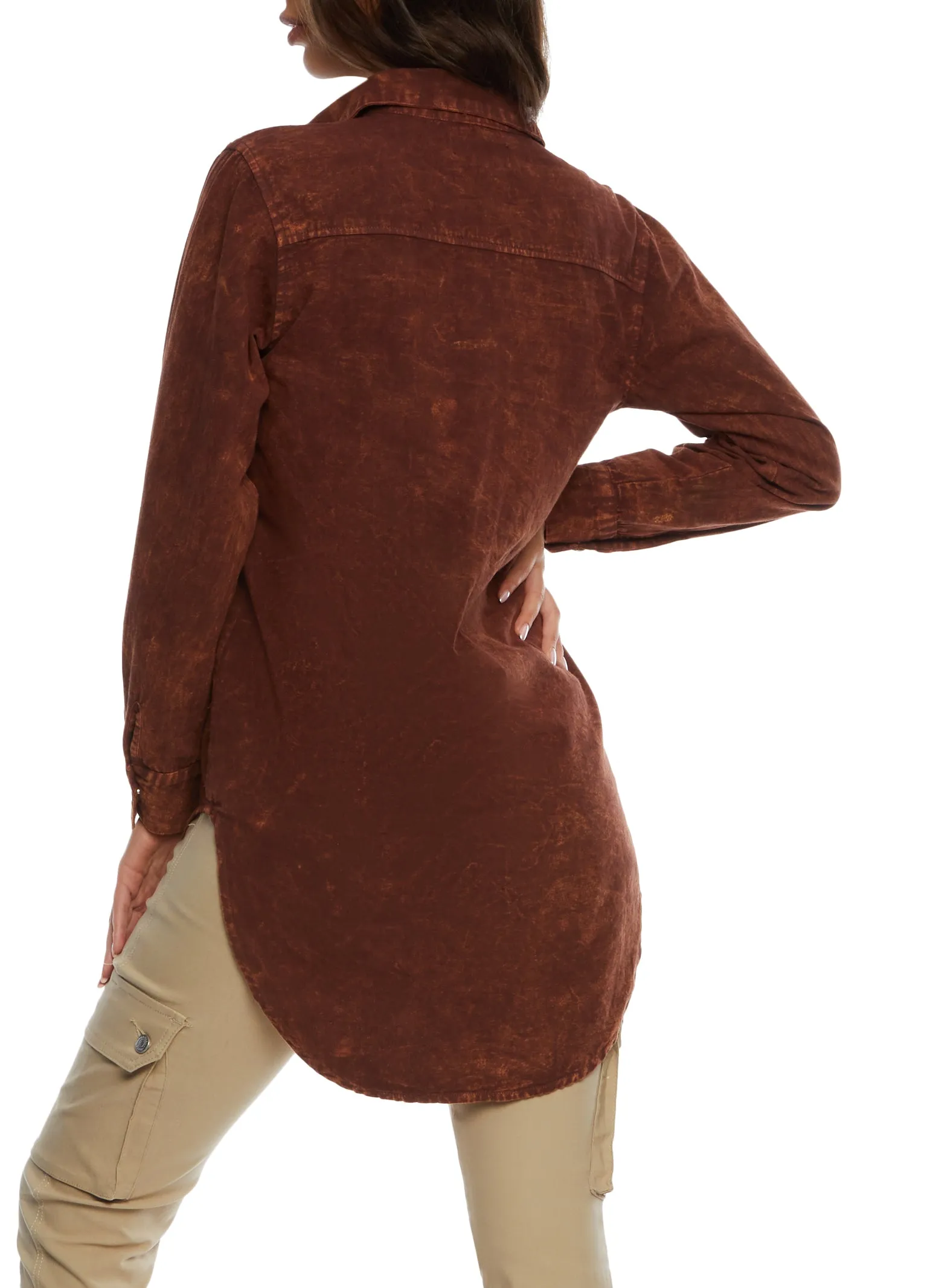 Acid Wash Distressed High Low Shirt sold by Rainbow product image thumbnail 3