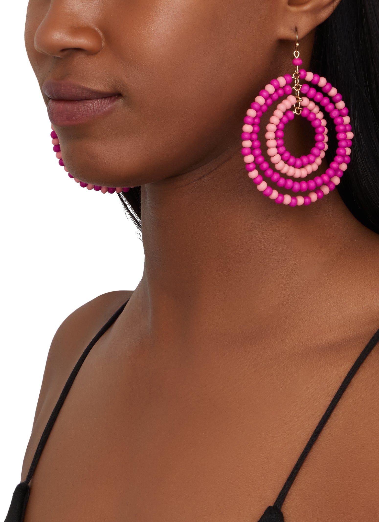 Layered Beaded Hoop Drop Earrings sold by Rainbow