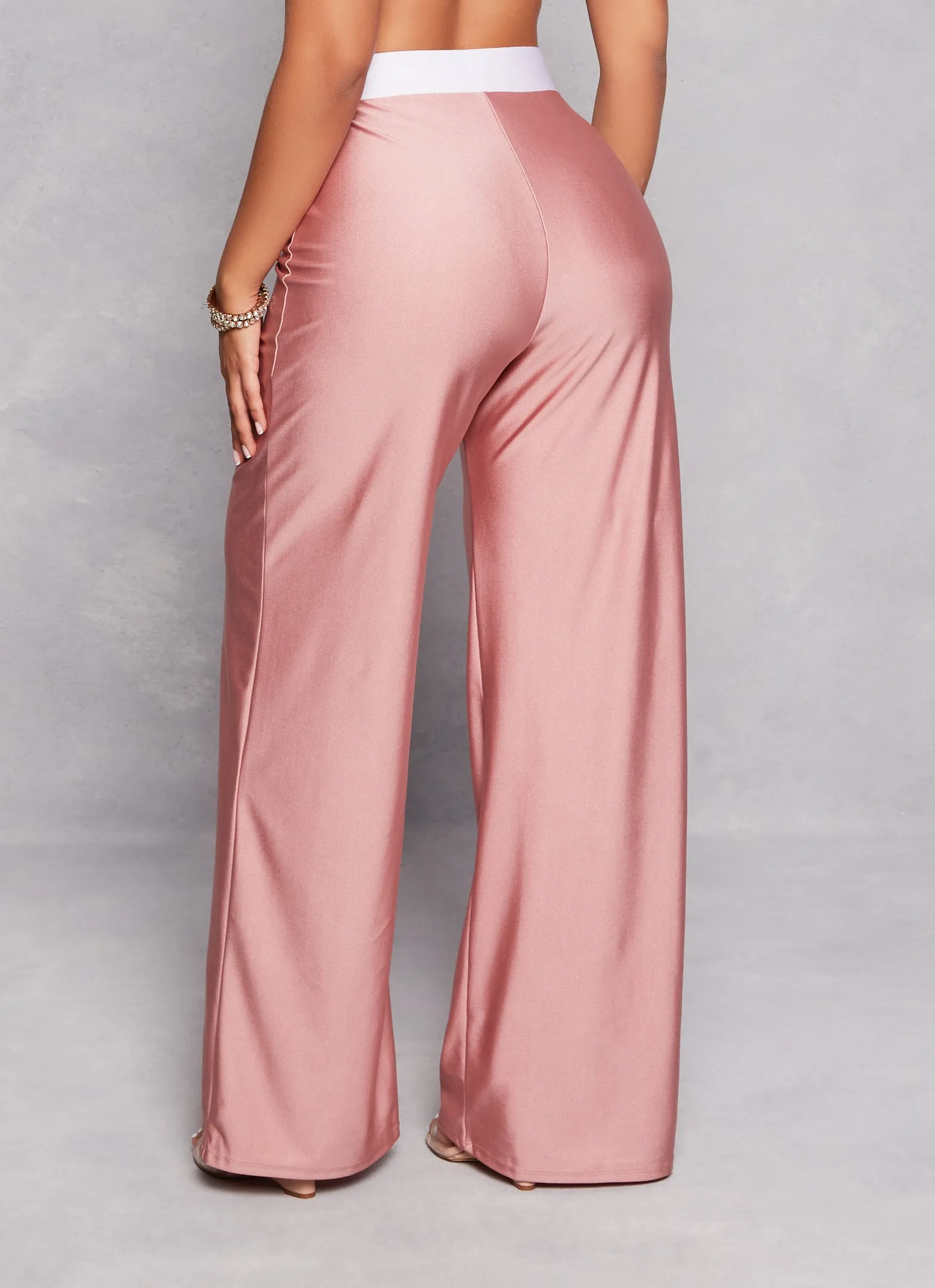 Elastic Waistband Pleated Wide Leg Pants sold by Rainbow product image thumbnail 3