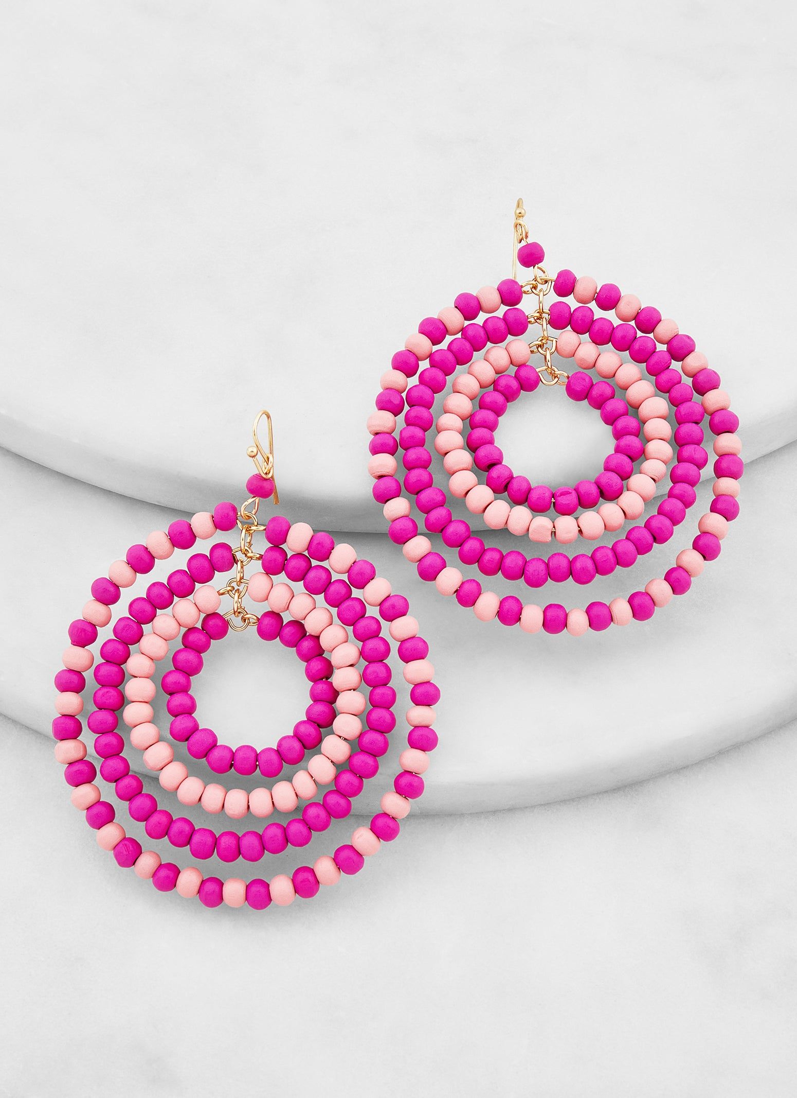 Layered Beaded Hoop Drop Earrings sold by Rainbow product image thumbnail 3