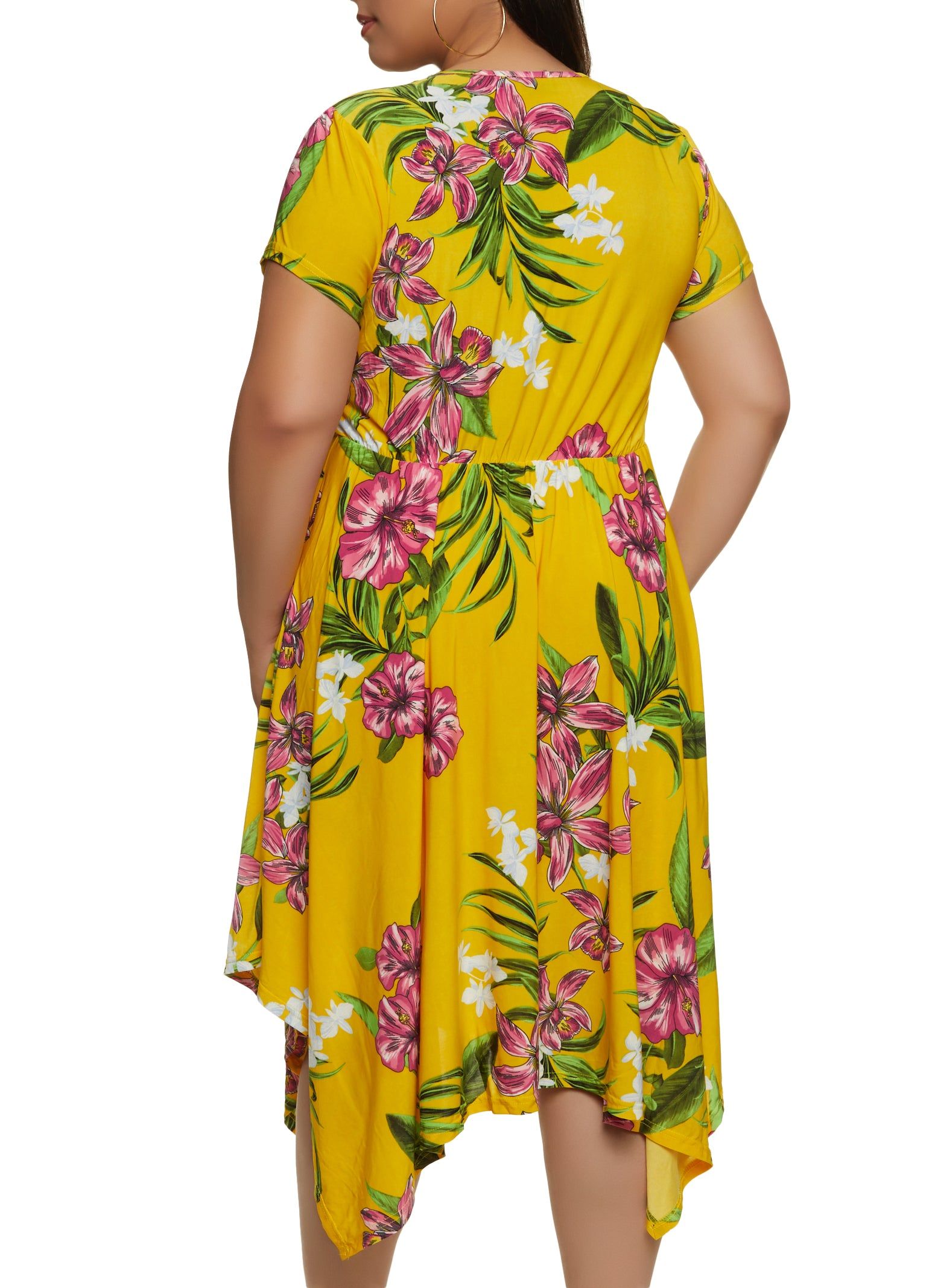 Plus Size Tropical Print Tie Waist Wrap Dress sold by Rainbow product image thumbnail 3