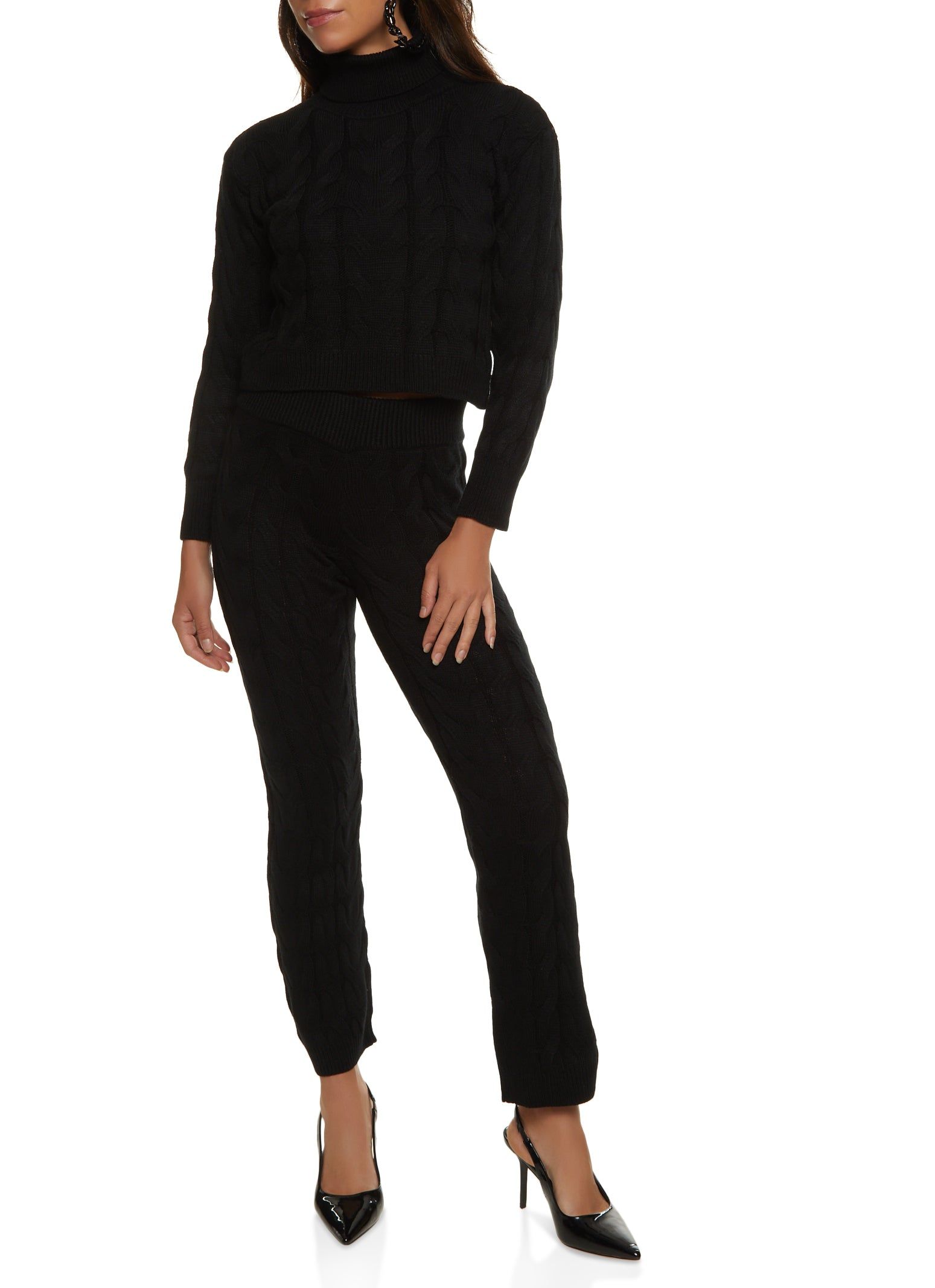 Cable Knit Turtleneck Cropped Sweater sold by Rainbow product image thumbnail 2