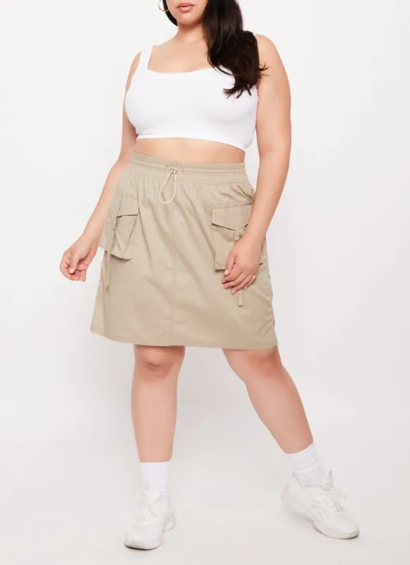 Plus Size Buckle Detail Cargo Pocket Skirt sold by Rainbow