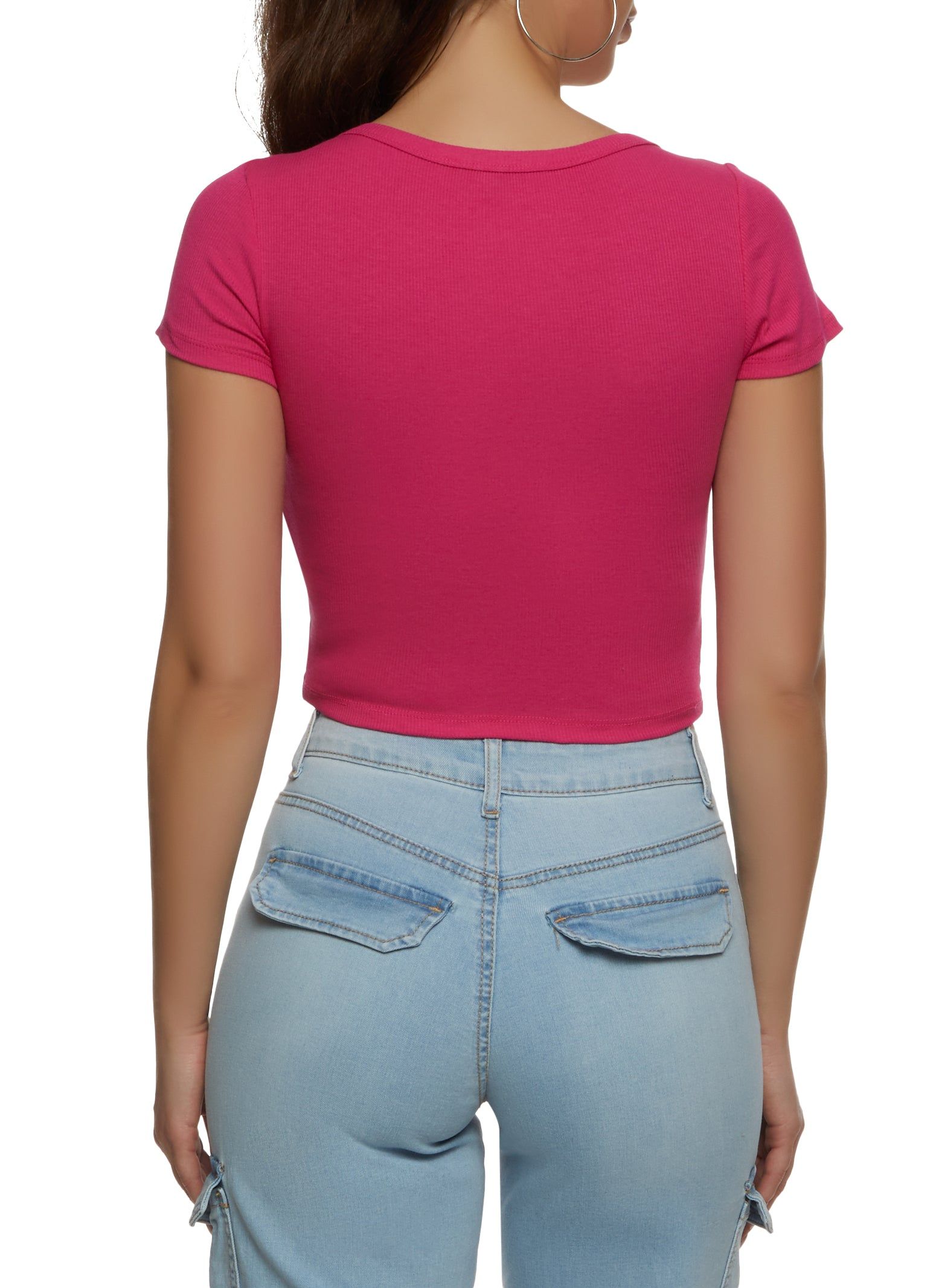 Rib Knit Scoop Neck Crop Top sold by Rainbow product image thumbnail 2