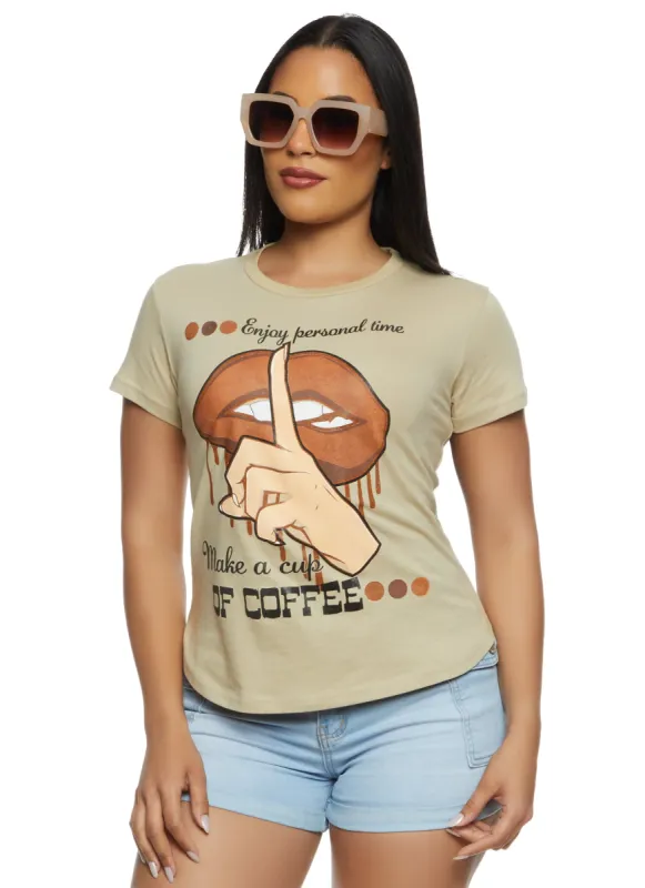 Lips Make A Cup Of Coffee Graphic Tee sold by Rainbow