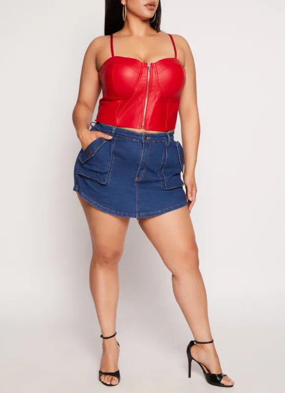 Plus Size Daisy Pocket Denim Skort sold by Rainbow