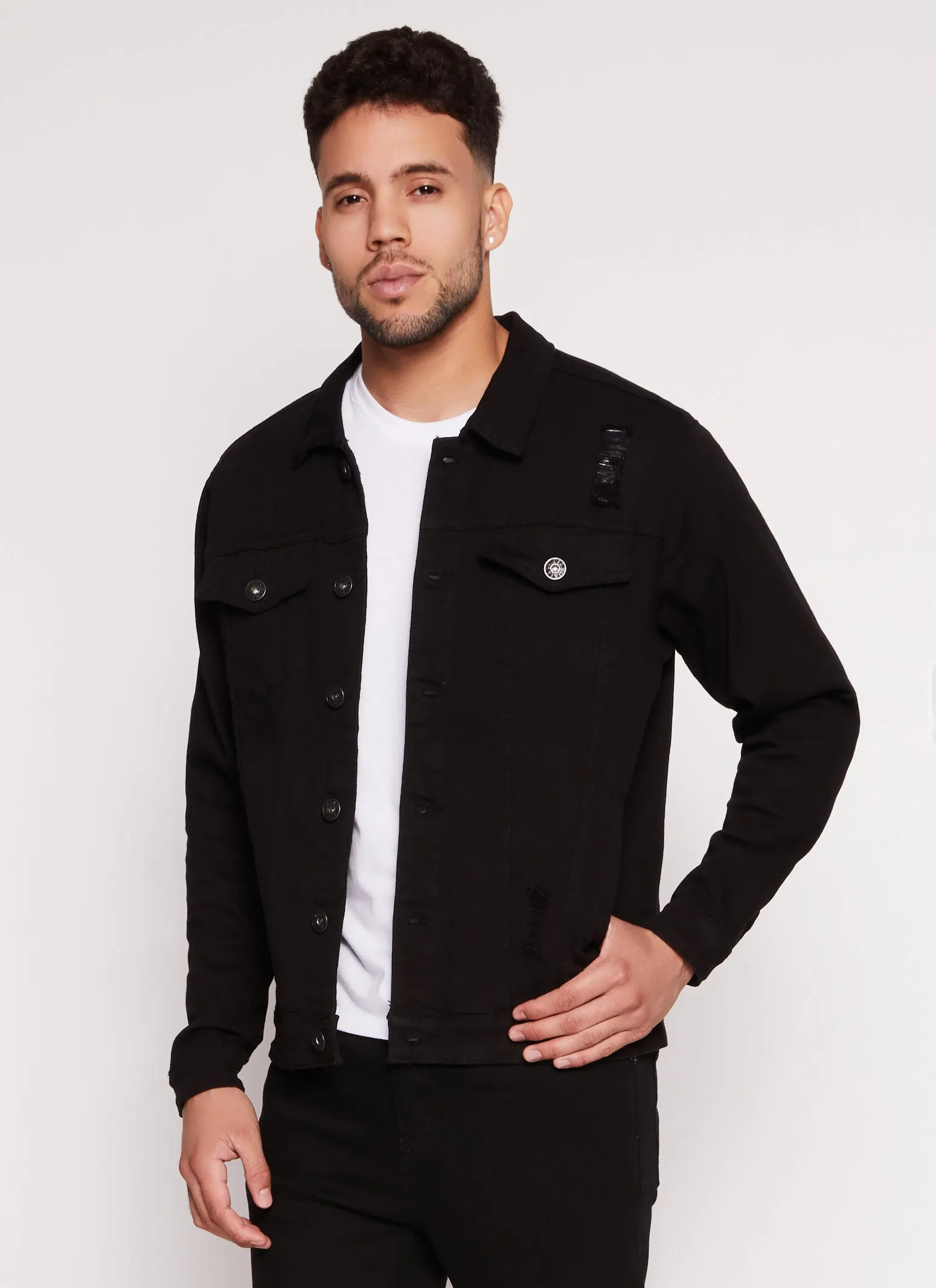 Mens Distressed Jean Jacket sold by Rainbow