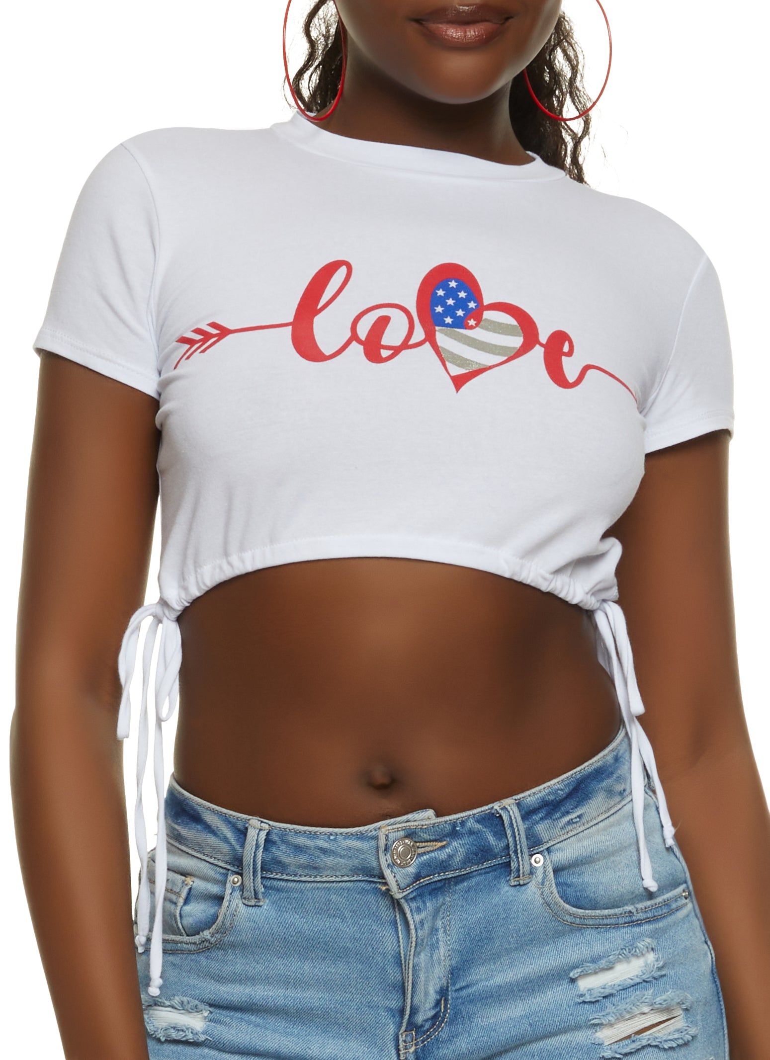 Americana Love Drawstring Crop Top sold by Rainbow