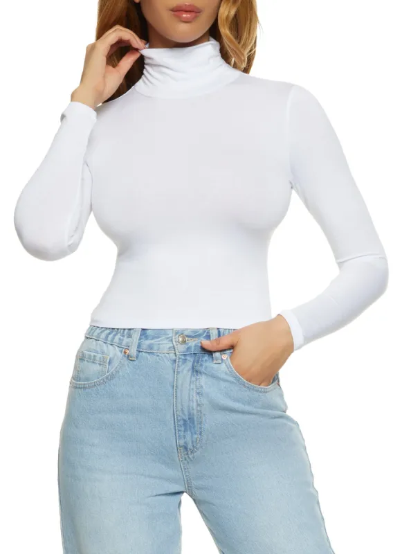 Long Sleeve Turtleneck Cropped Tee sold by Rainbow