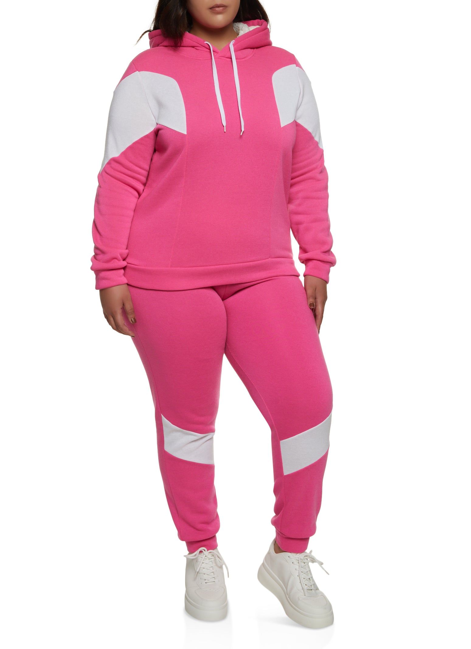 Plus Size Color Blocked Detail Sherpa Lined Hoodie sold by Rainbow product image thumbnail 2