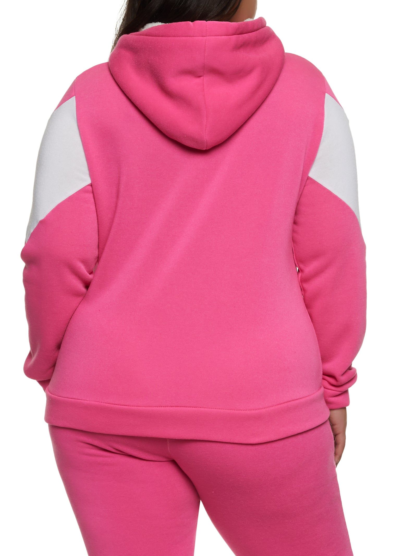 Plus Size Color Blocked Detail Sherpa Lined Hoodie sold by Rainbow product image thumbnail 3