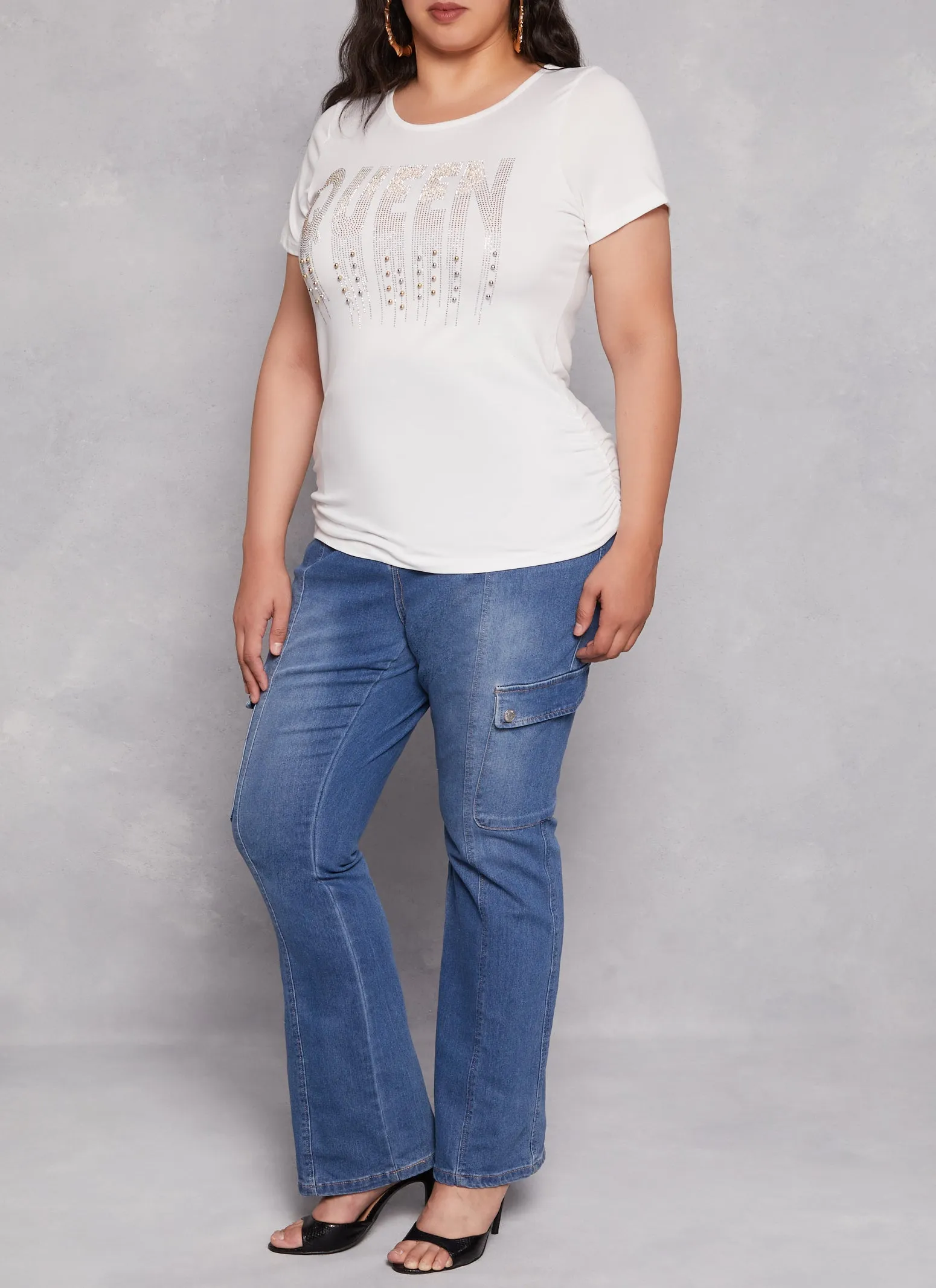Plus Size Queen Rhinestone Beaded Graphic Tee sold by Rainbow product image thumbnail 2