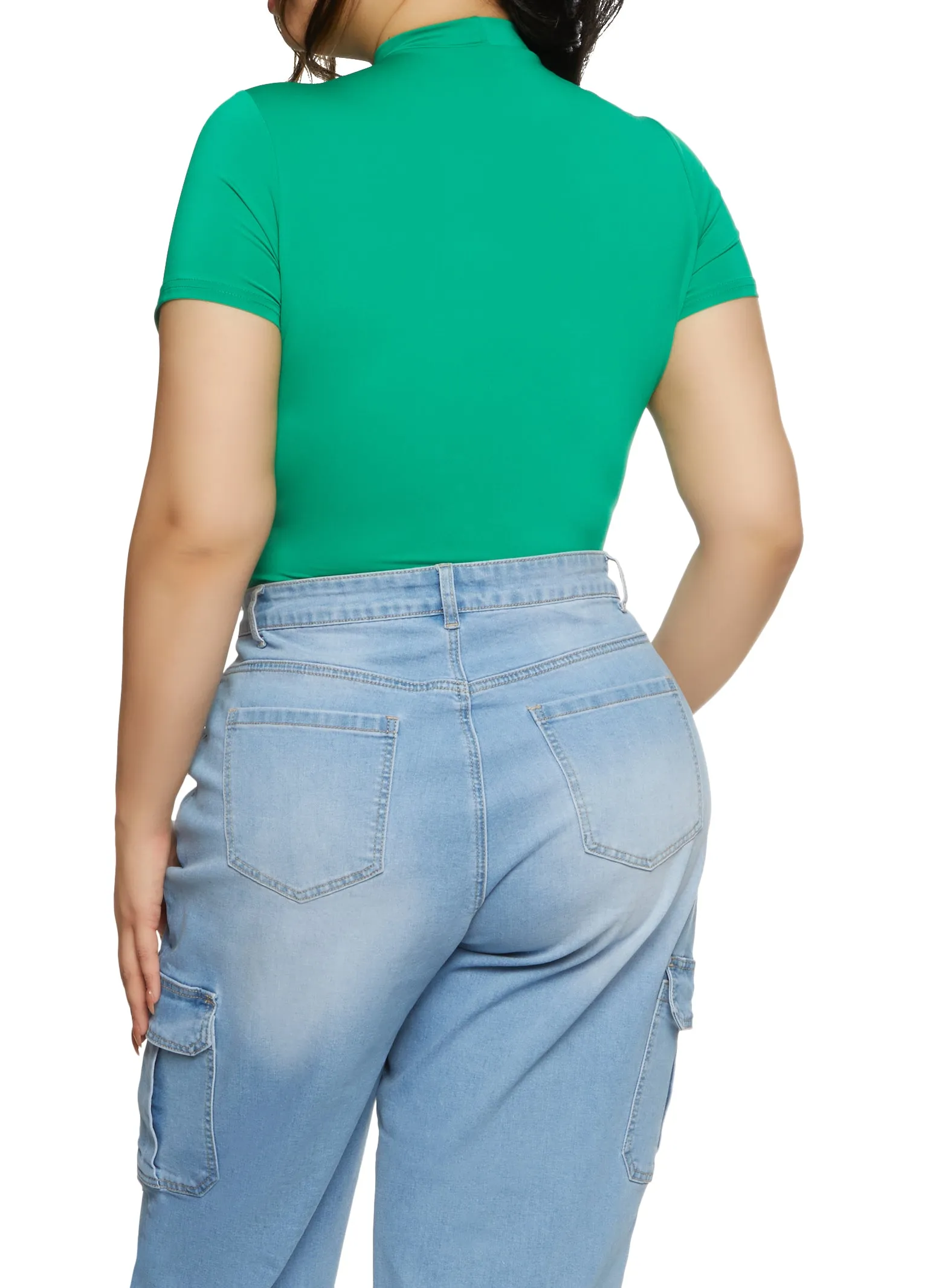 Plus Size Basic Mock Neck Bodysuit sold by Rainbow product image thumbnail 3