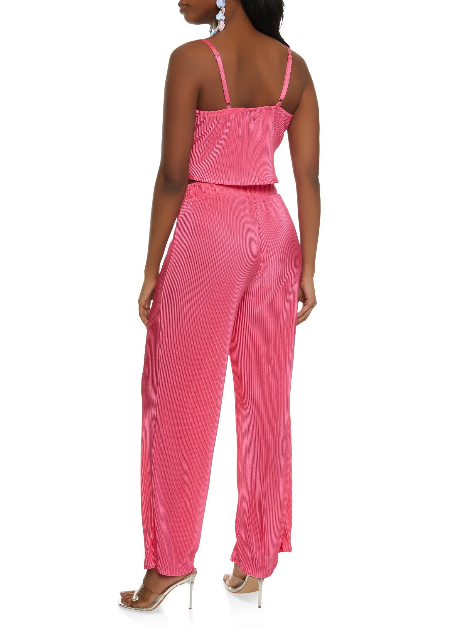 Plisse Scoop Neck Cami and Wide Leg High Waisted Pants sold by Rainbow product image thumbnail 2