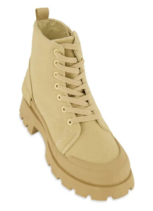 Canvas Cap Toe Detail Combat Boots sold by Rainbow