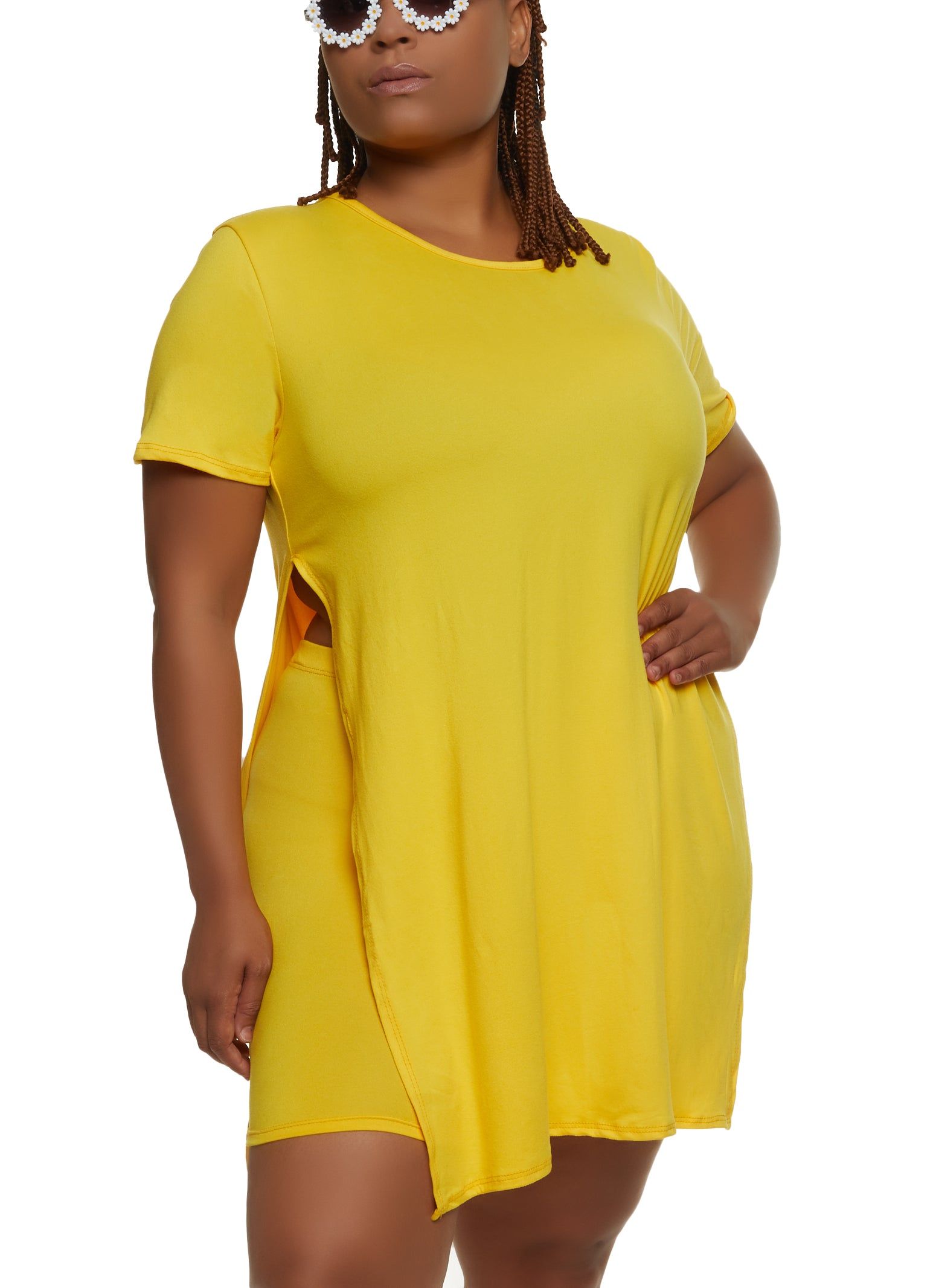 Plus Size High Side Slit Tunic Tee sold by Rainbow