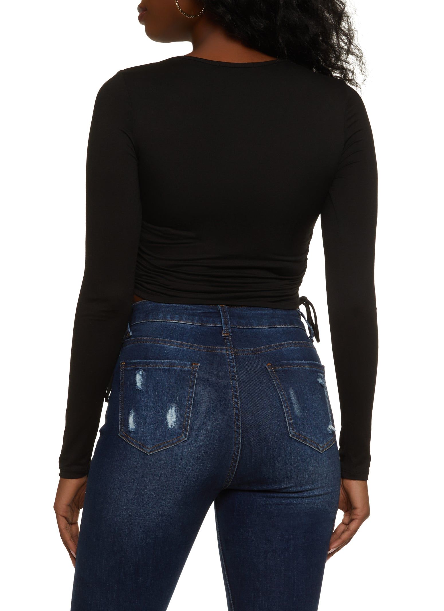 Crew Neck Ruched Long Sleeve Top sold by Rainbow product image thumbnail 2