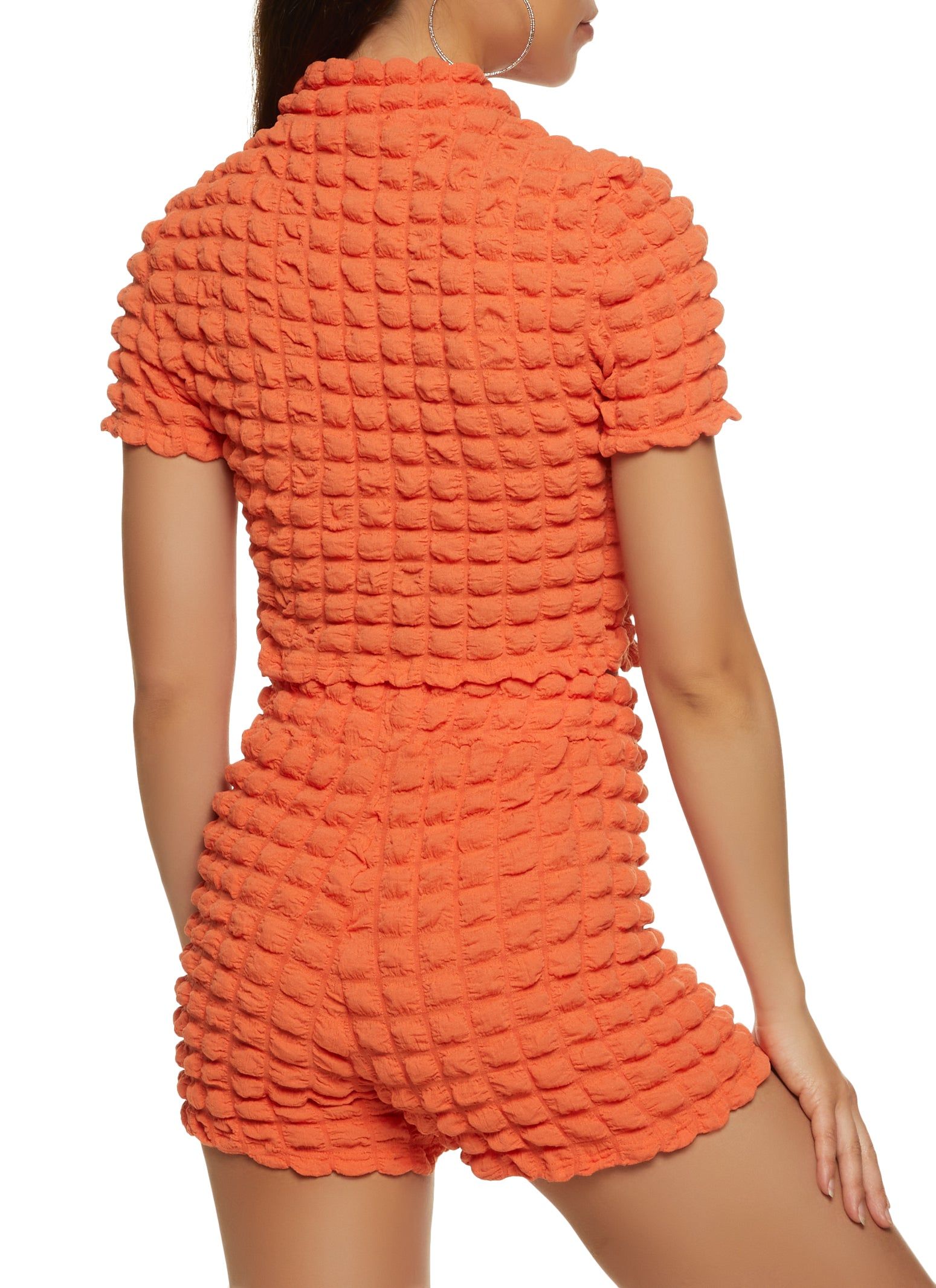 Bubble Knit Zip Up Crop Top and Shorts sold by Rainbow product image thumbnail 3