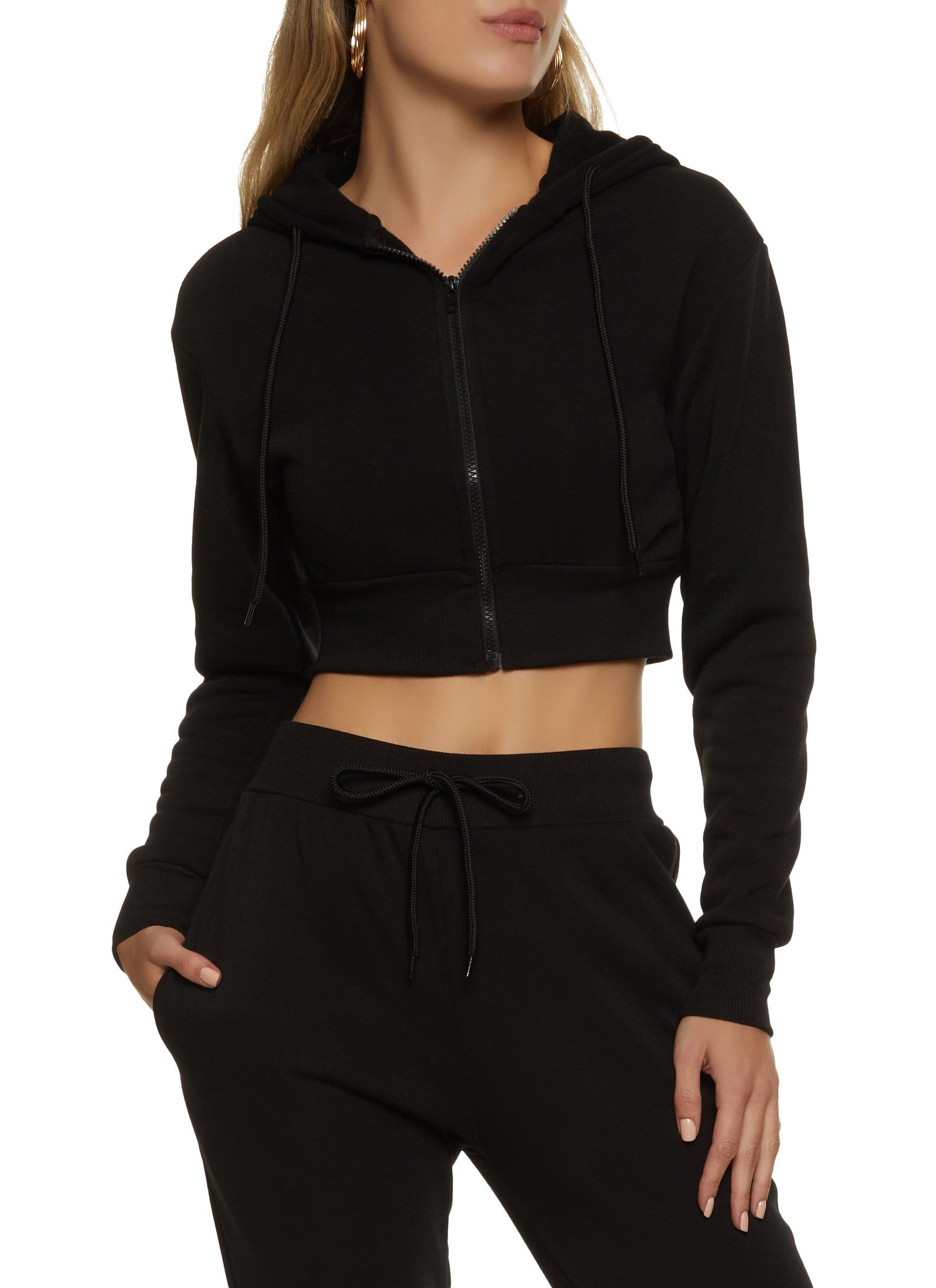 Fleece Zip Up Cropped Hoodie sold by Rainbow