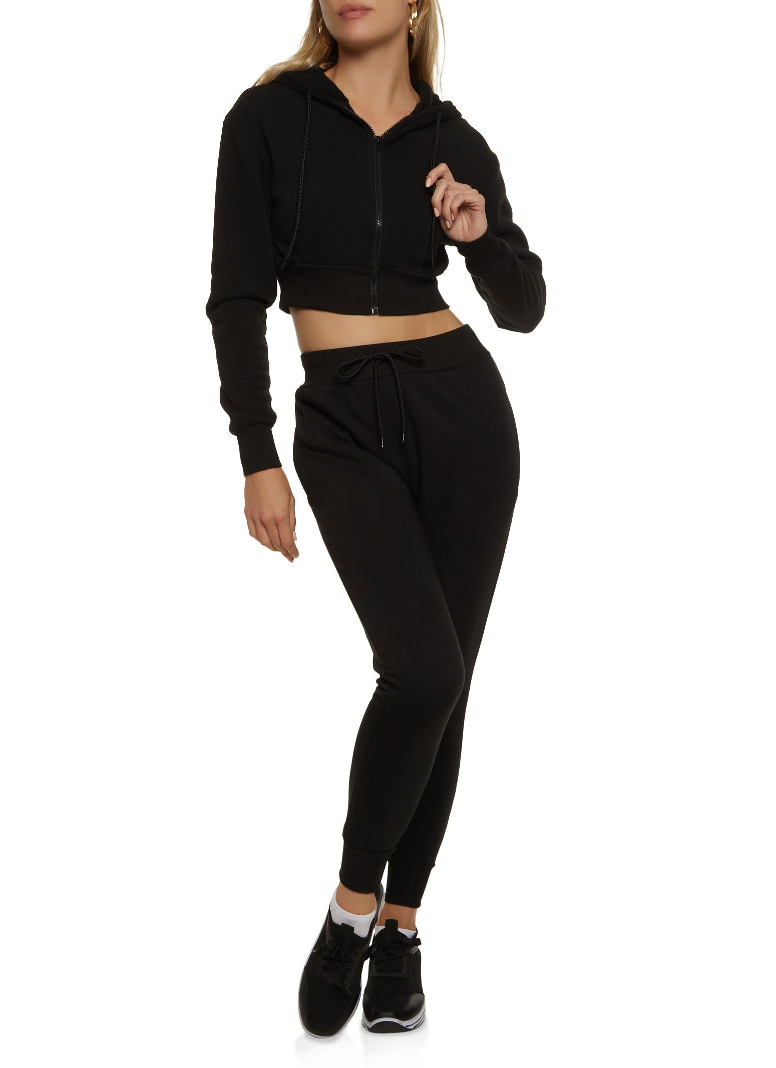 Fleece Zip Up Cropped Hoodie sold by Rainbow product image thumbnail 2