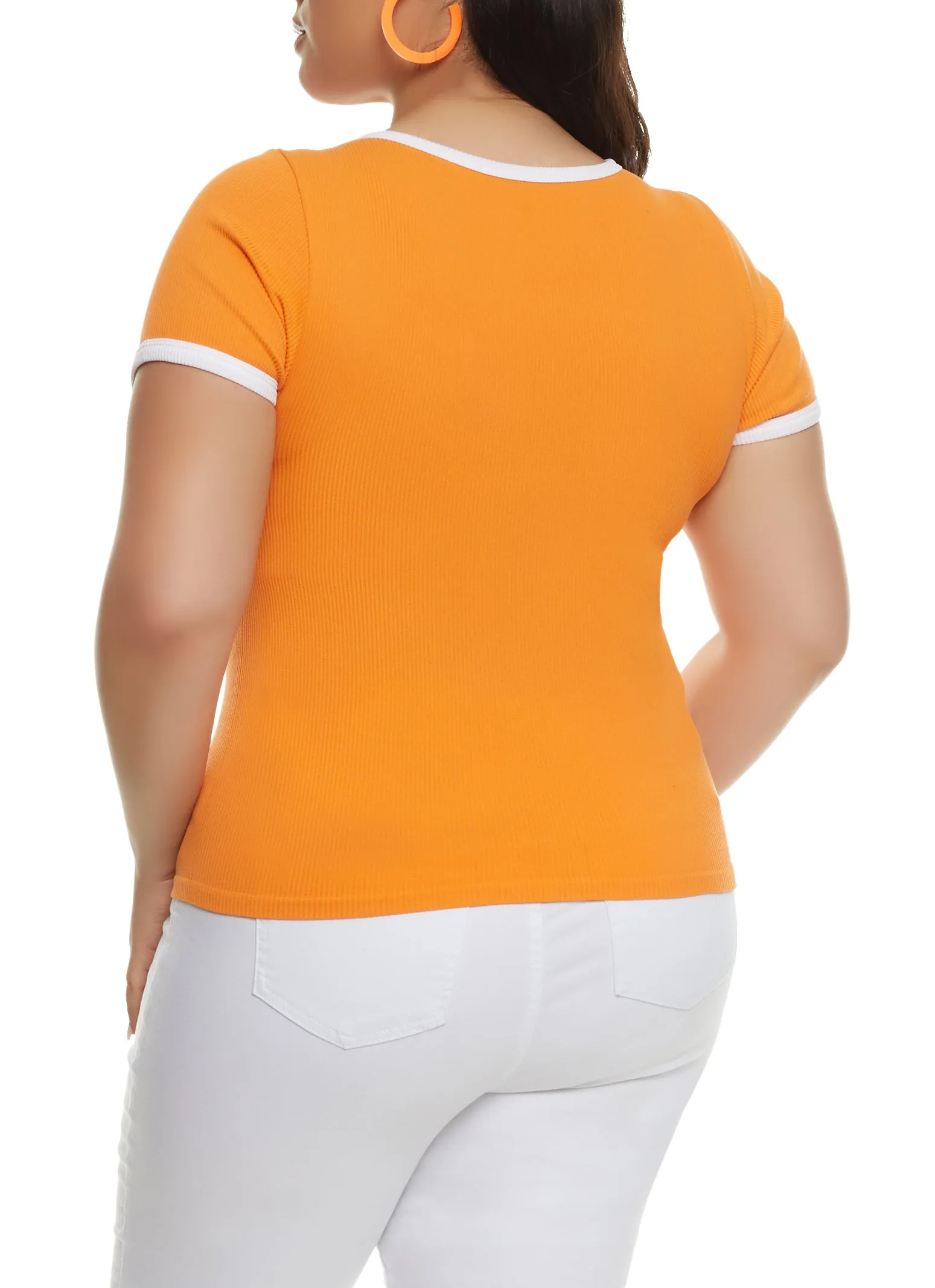 Plus Size Rib Knit Seamless Ringer Tee sold by Rainbow product image thumbnail 2