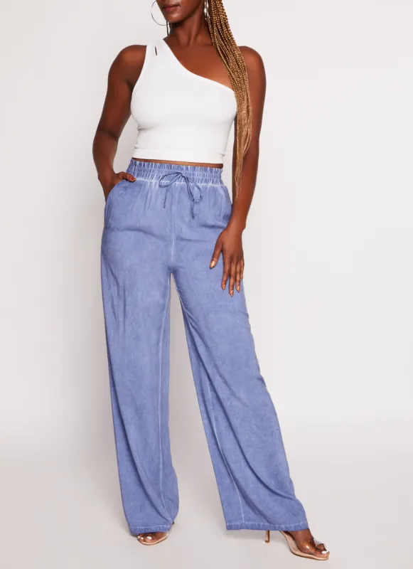 Faux Drawstring Acid Wash Pants sold by Rainbow