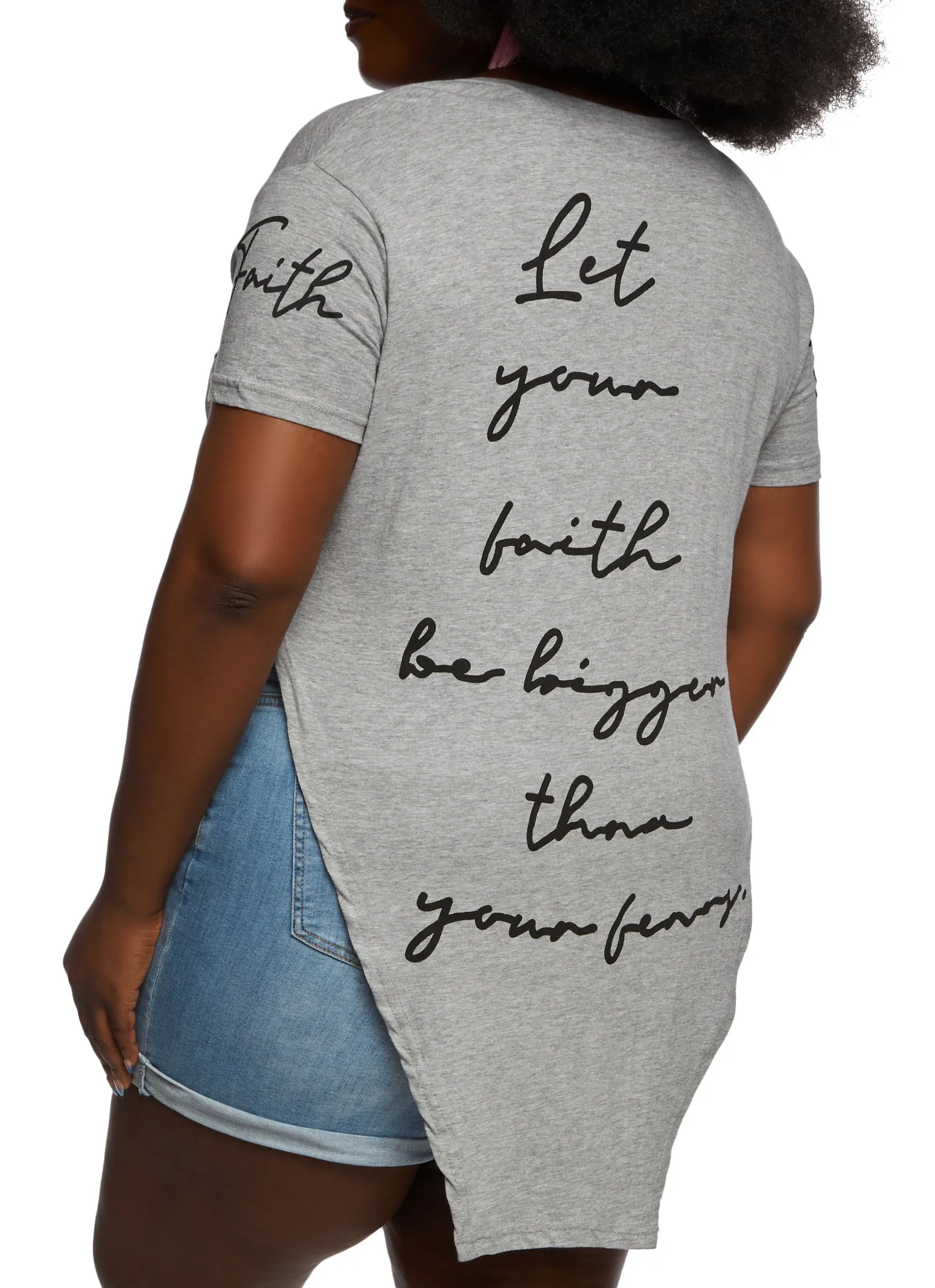 Plus Size Faith Sequin Graphic Notch Neck Tee sold by Rainbow product image thumbnail 3