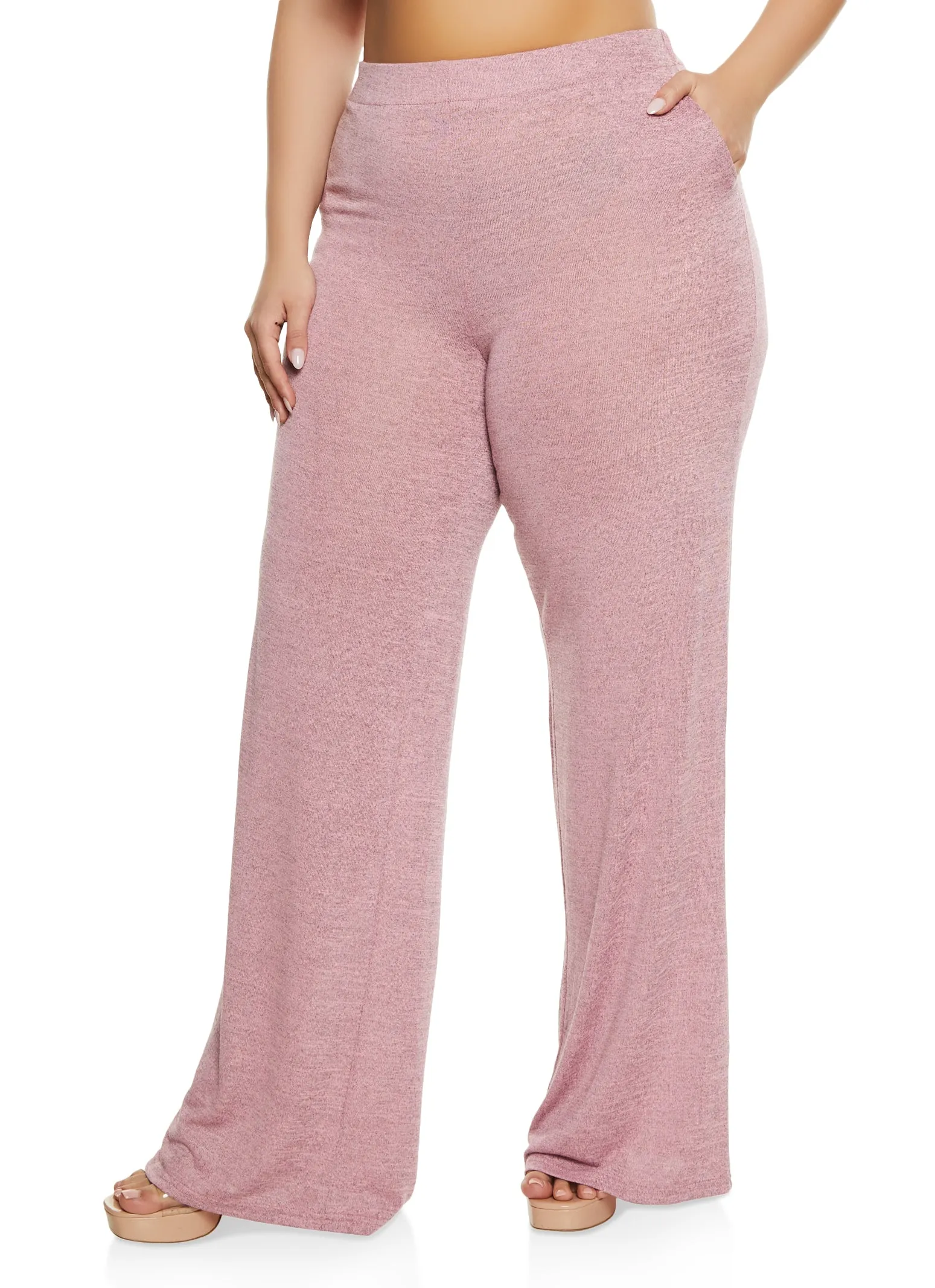 Plus Size Daisy Brushed Knit High Waist Wide Leg Pants sold by Rainbow product image thumbnail 2