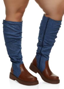Round Toe Ruched Wide Calf Boots sold by Rainbow
