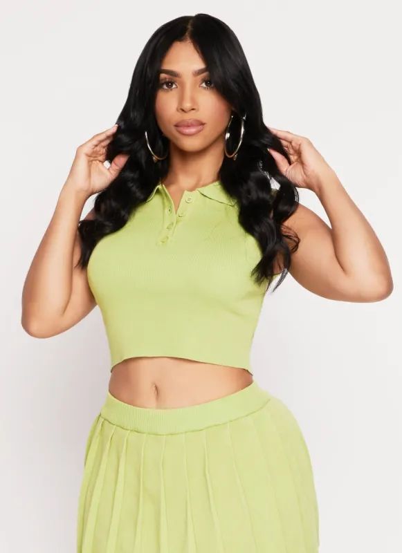 Daisy Sleeveless Cropped Polo Shirt sold by Rainbow