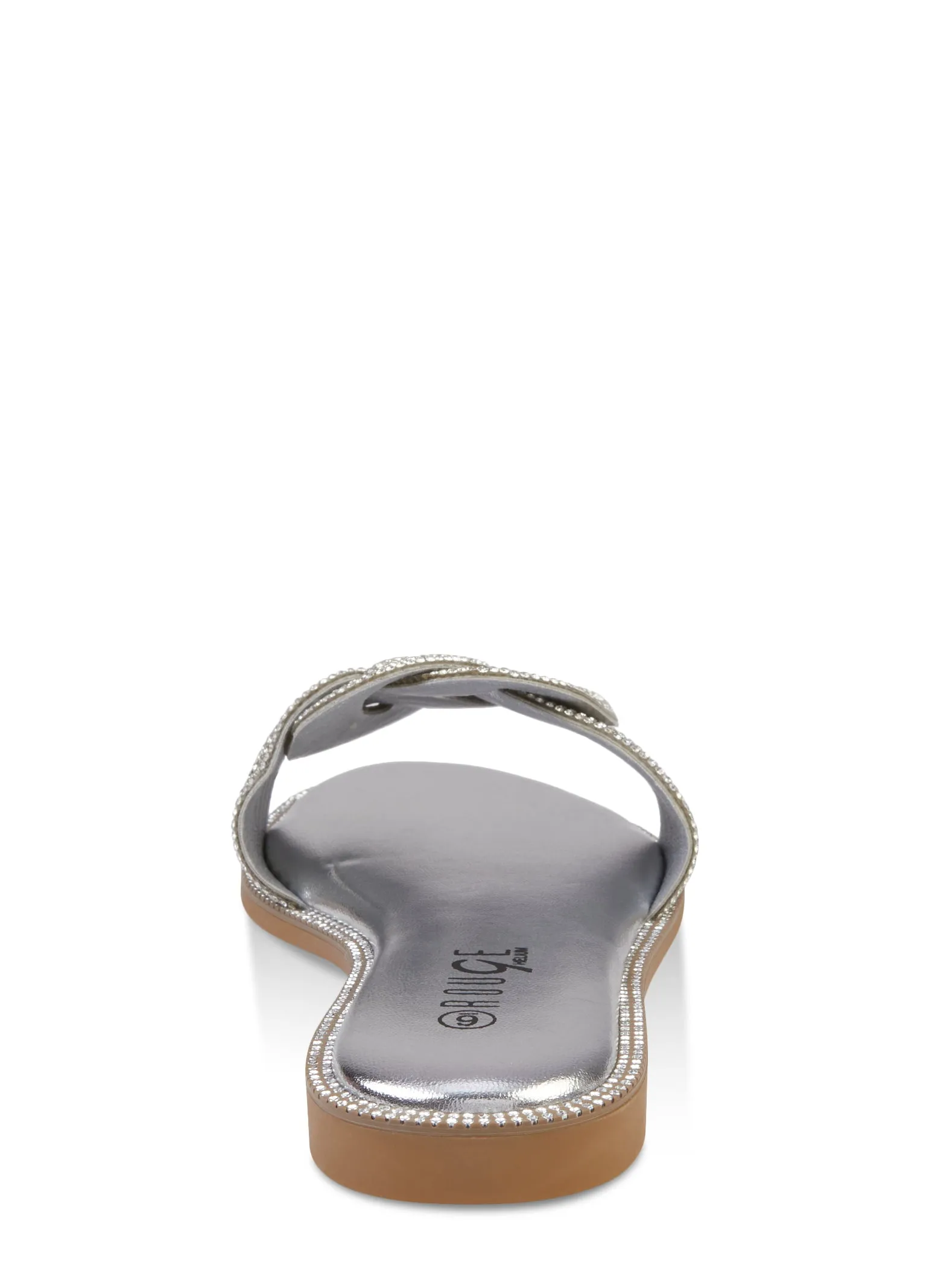 Rhinestone Trim Braided Band Slide Sandals sold by Rainbow product image thumbnail 3