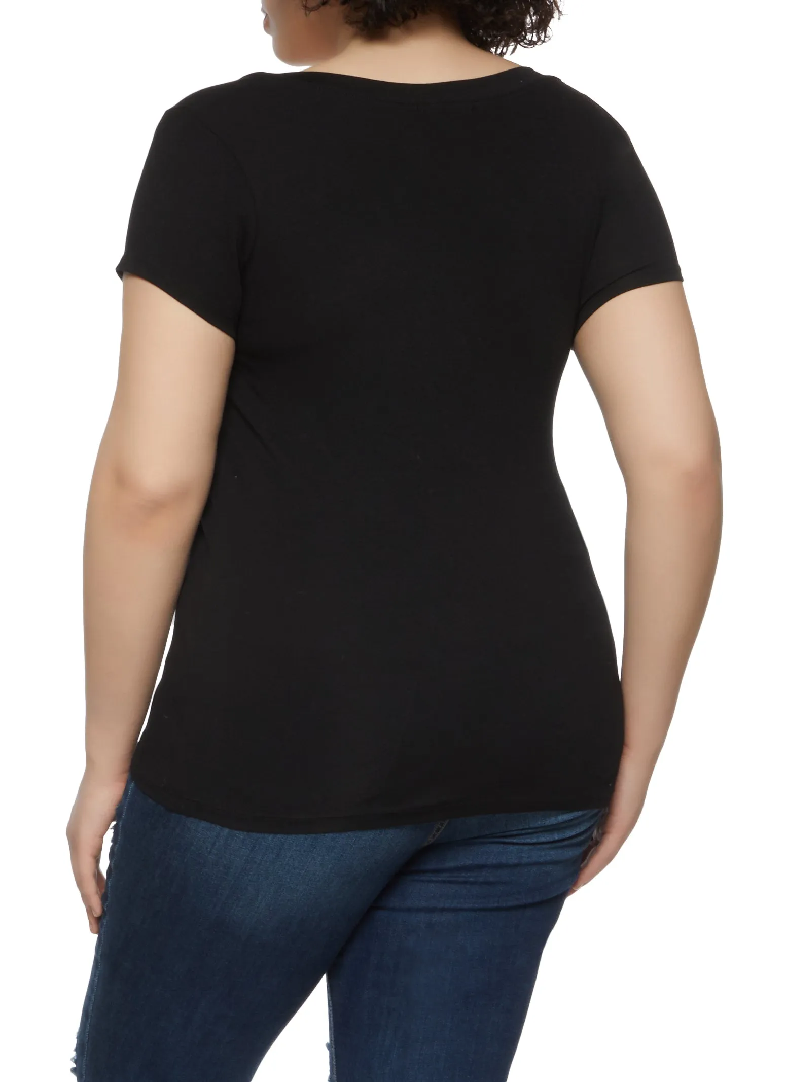 Plus Size Solid V Neck Tee sold by Rainbow product image thumbnail 2