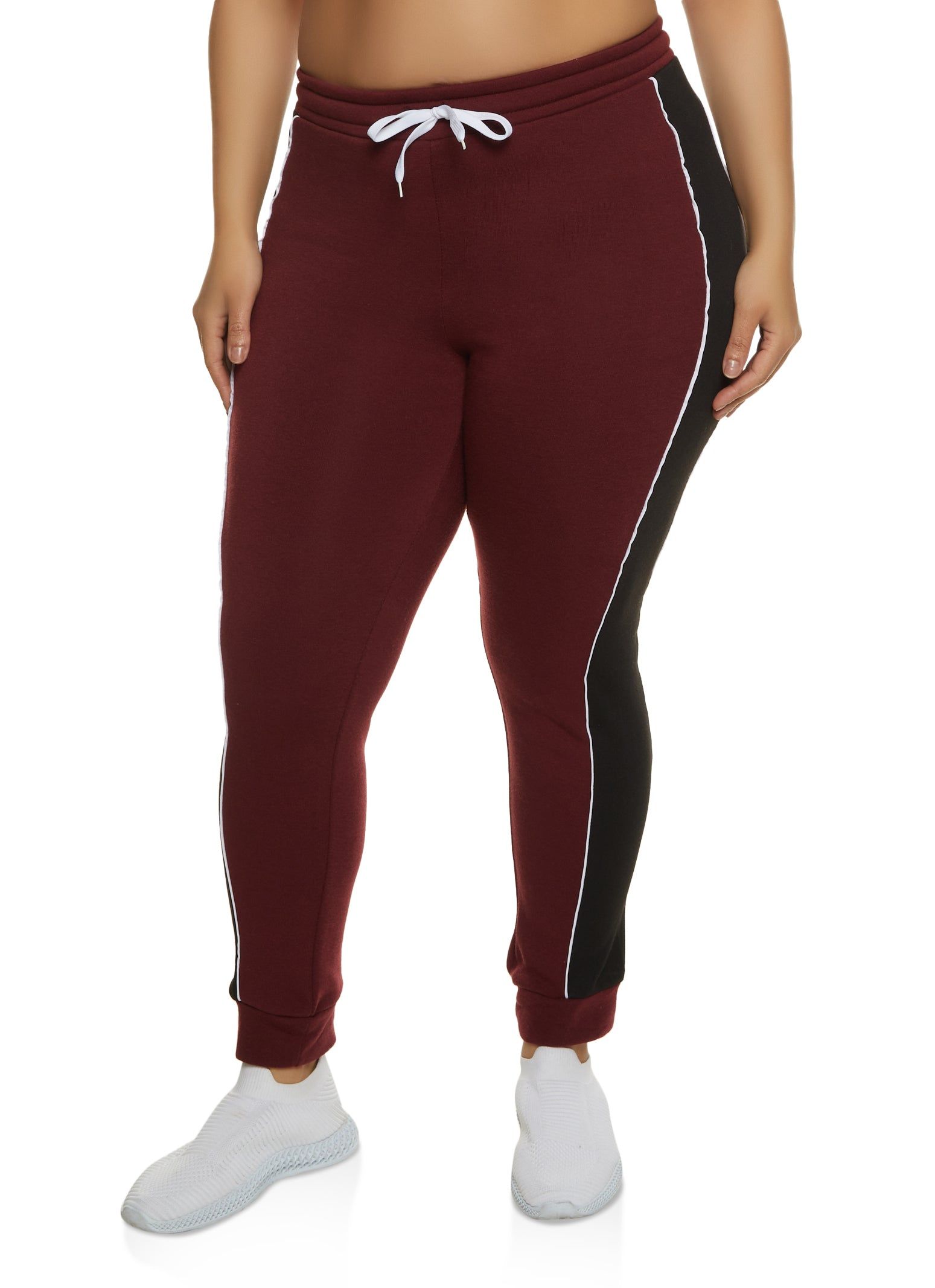 Plus Size Contrast Trim Side Stripe Joggers sold by Rainbow