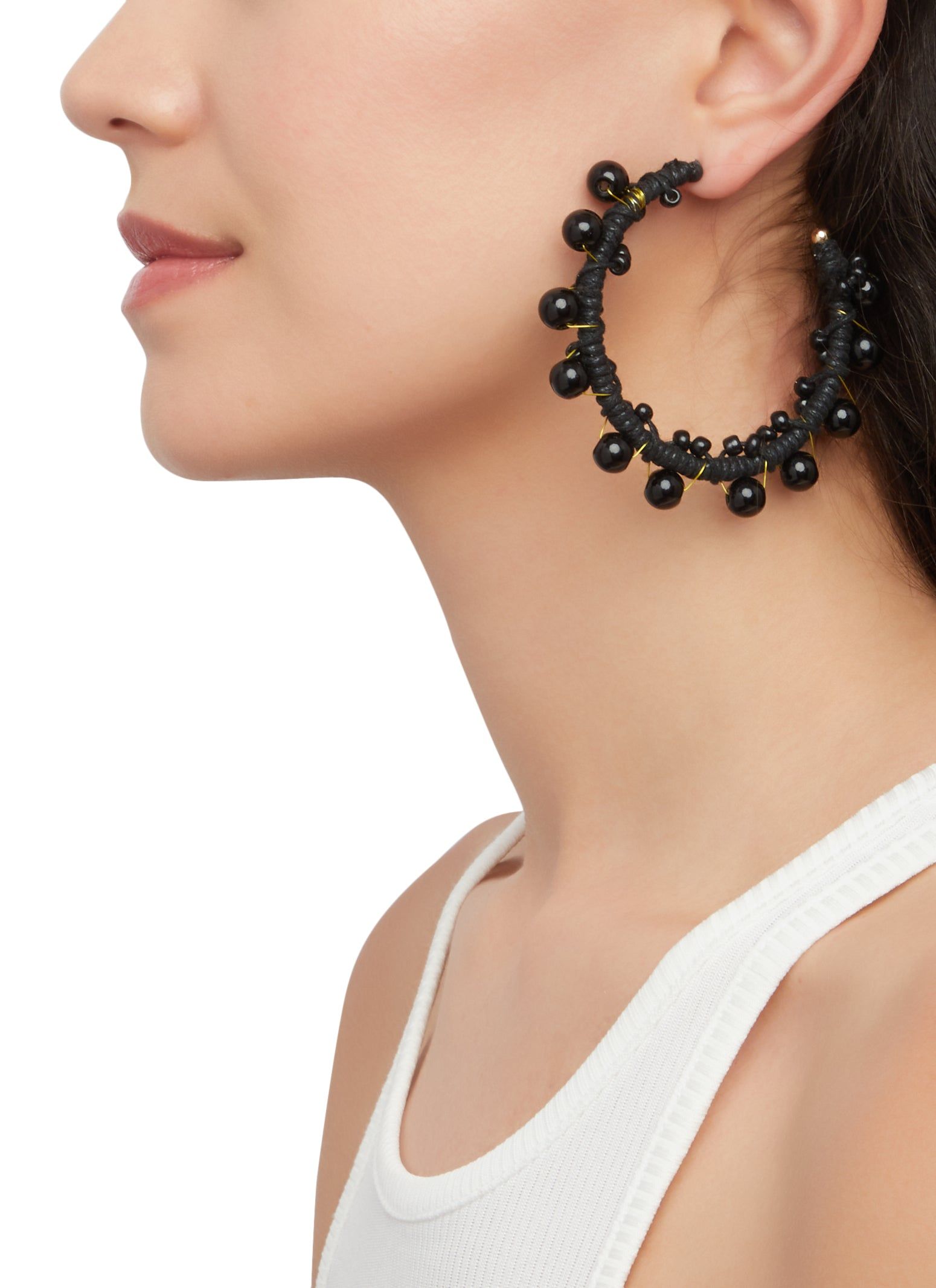 Woven Beaded Hoop Earrings sold by Rainbow