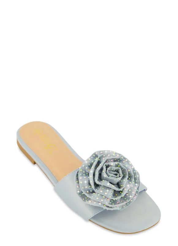 Rhinestone Rose Slide Sandals sold by Rainbow