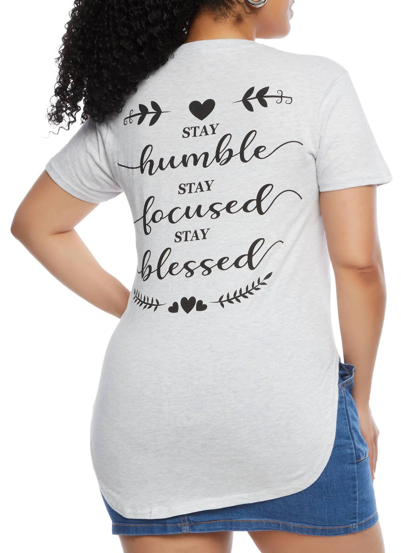 Plus Size High Low Hem Blessed Graphic Tee sold by Rainbow product image thumbnail 3