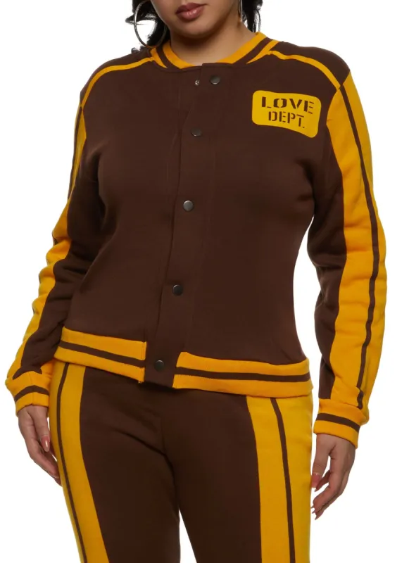 Plus Size Love Dept Varsity Jacket sold by Rainbow