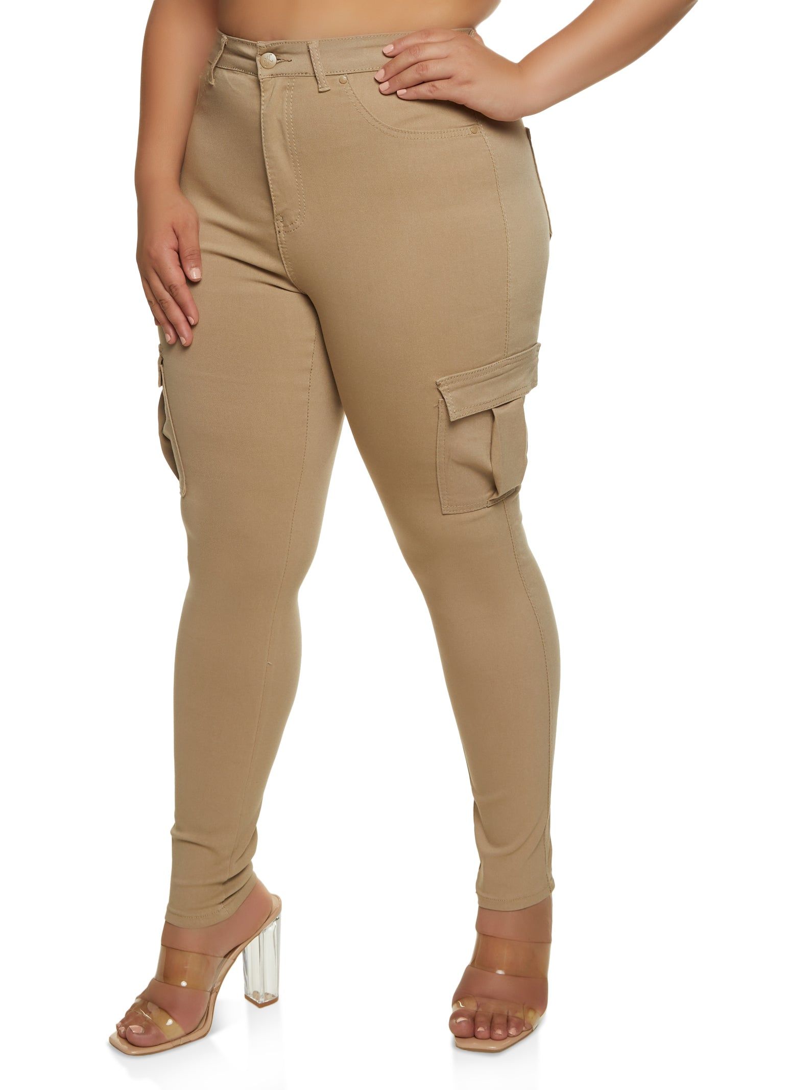 Plus Size Stretch Cargo Pocket Pants sold by Rainbow