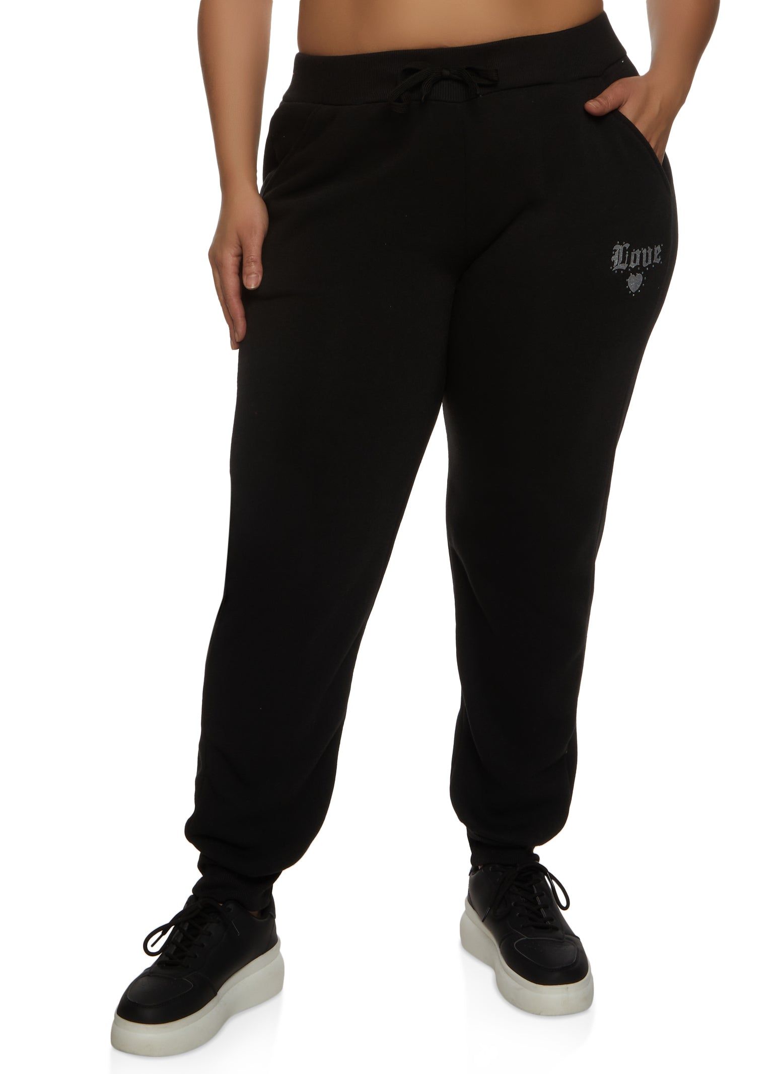 Plus Size Love Rhinestone Joggers sold by Rainbow