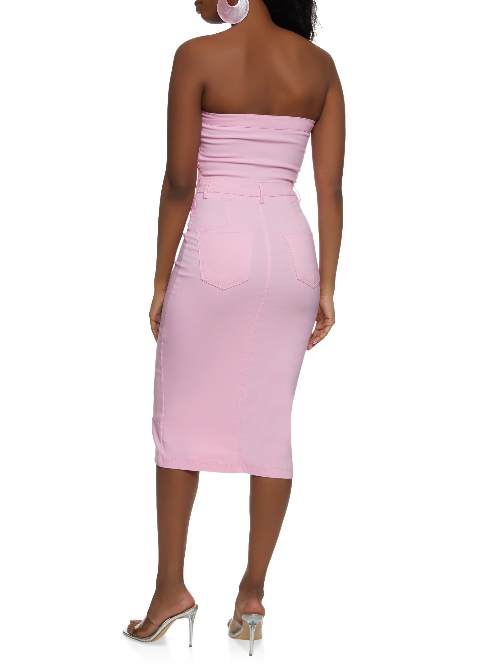 Strapless Front Slit Zip Back Midi Dress sold by Rainbow product image thumbnail 3