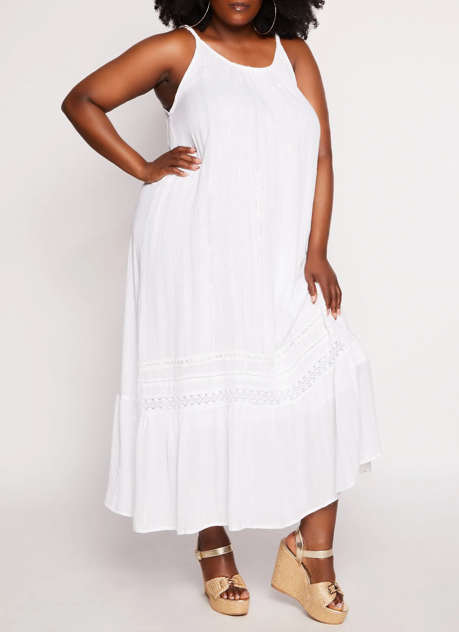 Plus Size Gauze Knit Lurex Striped Maxi Dress sold by Rainbow product image thumbnail 2